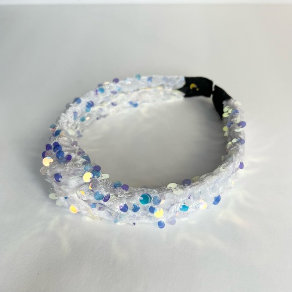 White Front Knot Sequin Headband - Picture 2 of 2